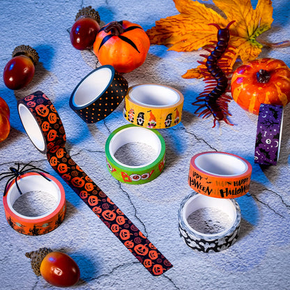 Whaline 24 Rolls Fall Halloween Christmas Washi Tape 3 Holidays Masking Tape Leaves Pumpkin Ghost Snowflake Santa Decorative Tapes for Thanksgiving Autumn Winter Xmas Scrapbook Journal DIY Art Craft