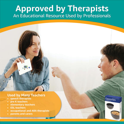 Picture My Picture Opposites Flash Card Set – Speech Therapy Tool for Vocabulary, Communication & Thinking, Scratch-Resistant with Activity Guide, Suitable for Education, ESL & ABA – Set of 40