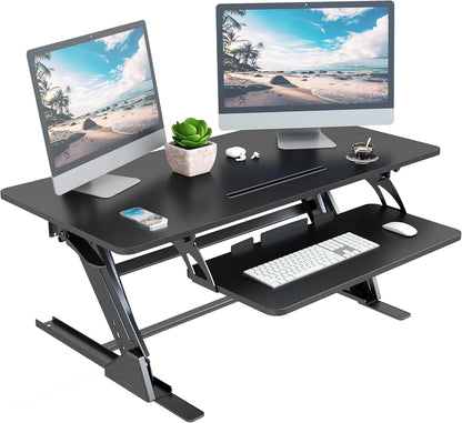 42 inch Stand Up Desk Converter, Height Adjustable Sit Stand Desk Riser, Black, 42PB
