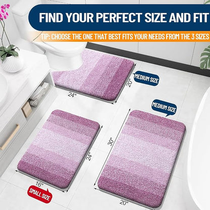 OLANLY Large Bathroom Rugs Mat 40x24, Extra Soft Absorbent Microfiber Bath Rugs, Rubber Backing, Quick Dry, Washable Bath Mat for Bathroom Floor, Tub and Shower, Home Decor Accessories, Pinkish-Purple