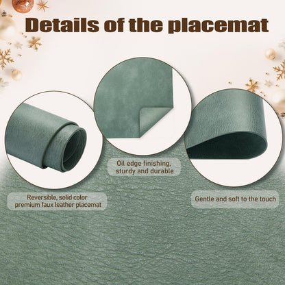UnivoColors Placemats,Heat Resistant Placemats Set of 8 Washable 12 x 17 Inch,Waterproof Table Mats,Wipeable Pu Place Mats for Kitchen,Dining Room.Reddish Brown