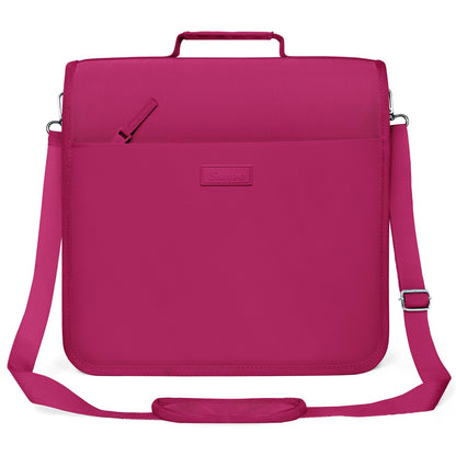 SUNEE Zipper Binder 3 Ring, 3 Inch O-Ring with Handle and Shoulder Strap, 600-Sheet Capacity, 5-Tab Expanding File Folder, Multi-Pockets for Middle School Organizer Binder with Zipper, Berry Pink