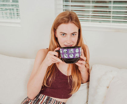 Nightmare Before Christmas Disney The Jack Expressions Ceramic Soup Mug | Bowl For Ice Cream, Cereal, Oatmeal | Large Coffee Cup For Espresso, Caffeine | Home & Kitchen Essentials | Holds 24 Ounces