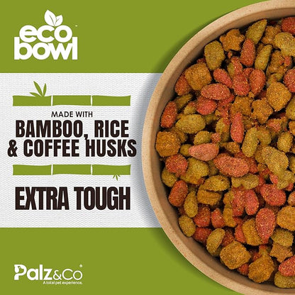 Palz&Co EcoBowl with Lid for Dogs & Cats, 80 oz Green - Natural Bamboo Pet Bowl with Non-Slip Base, Pet Food and Water Dish, Dishwasher Safe