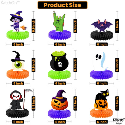 KatchOn, Halloween Honeycomb Centerpieces - Pack of 9 | Halloween Party Table Decorations | Halloween Party Table Centerpieces for Kids Halloween Birthday Party Decorations | Halloween Table Décor