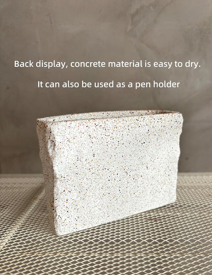 1PC Nordic - Style Textured Concrete Multi - Purpose Toothbrush Holders for Bathroom & Modern Pen Holder for Desk,Cement Toothbrush Stand