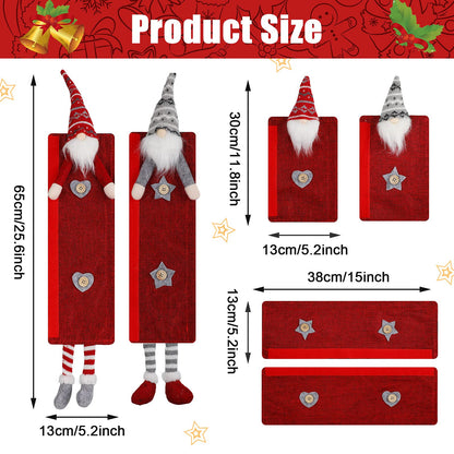 TOODOO 6 Pieces Christmas Refrigerator Handle Covers Tome Gnome Refrigerator Handle Covers Winter Oven Fridge Door Handles Protector Kitchen Appliance for Holiday New Year Microwave Dishwasher