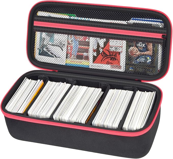 ALKOO Premium 900+ Trading Card Carrying Case - Hard Shell TCG Travel Storage Bag with Dividers & Shoulder Strap - Holds 900+ Sleeved Cards or Deck Boxes - Compatible with MTG & Sports Cards