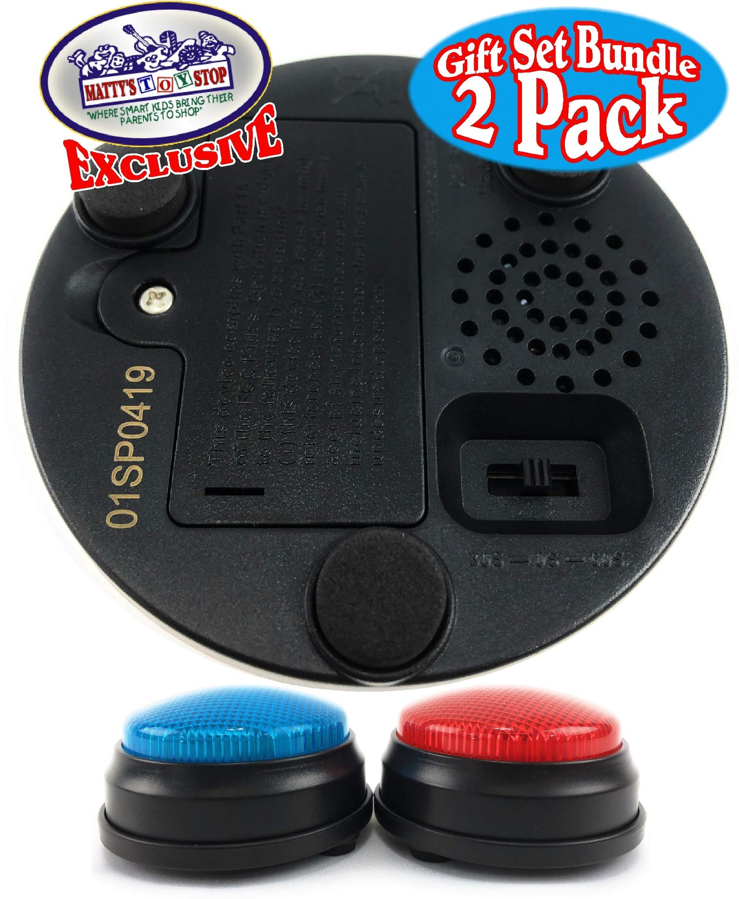 Matty's Toy Stop Lights & Sounds Electronic 3 Mode Red & Blue Game Answer Buzzer and Count Down Timer Gift Set Bundle (Perfect for Games, Classrooms, etc.) - 2 Pack