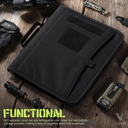 Livans Portfolio Padfolio Binder Detachable 3-Ring Planner, Zip Tactical Notebook Cover with A4 Letter Paper, Multi-Pocket Carry Bag for Gift, Out-Work, Travels, Office & School