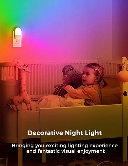 L LOHAS LED Night Light for Kids [2 Pack], 8-Color Changing Night Lights Plug into Wall, RGB LED Nightlights, Nightlight with Light Sensor, Cute Night Light for Bathroom Decor, Children Room,Gift