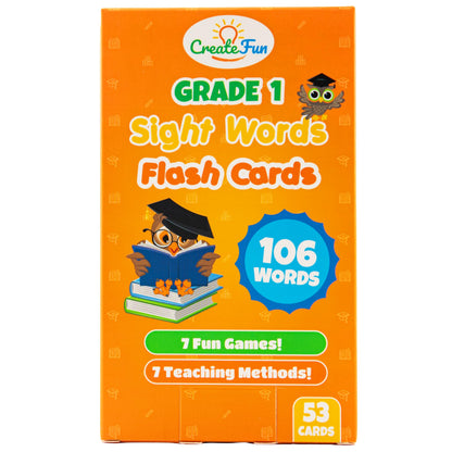 106 Sight Words Flash Cards 1st Grade for Kids Ages 5-6, Dolch & Fry Sight Word Reading Games, Learning Activities for Kids with 7 Educational Game Ideas