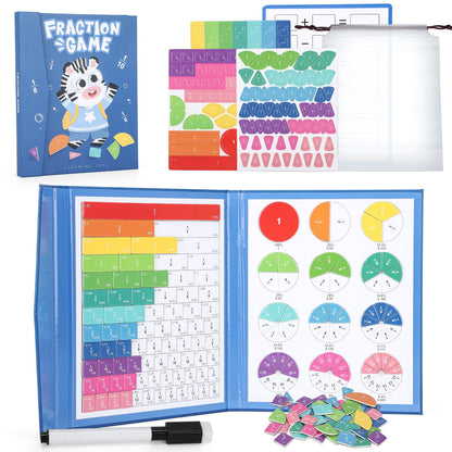 Magnetic Fraction Educational Puzzle, Magnetic Fraction Tiles and Circles, Elementary Fraction Manipulatives, Montessori Math Teaching Aid for Kids