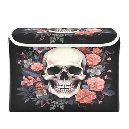 xigua Skull Storage Bins with Lids and Carrying Handle,Foldable Storage Boxes Organizer Containers Baskets Cube with Cover for Home Bedroom Closet Office