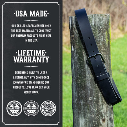 Main Street Forge Journeyman Leather Belt | Made in USA | Black w/Silver Buckle | Size 38
