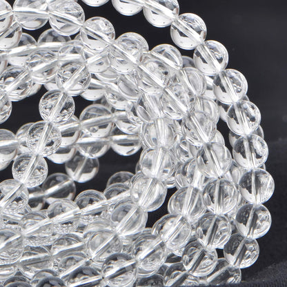 80Pcs Natural Crystal Beads Stone Gemstone Round Loose Energy Healing Beads with Free Crystal Stretch Cord for Jewelry Making (Clear Crystal, 10mm)