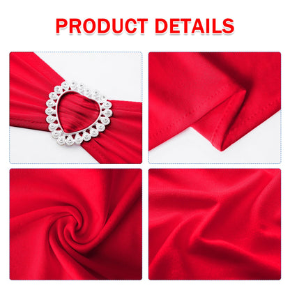 Howhic Pack of 120 Spandex Chair Sashes Bows Stretch Chair Cover Band with Buckle Slider Universal Elastic Chair Ties for Wedding Banquet Party Event Decoration (Ruby)