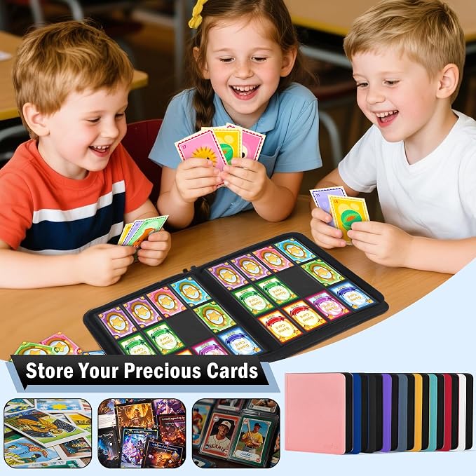12 Pocket Zipper Trading Card Binder, 720 Large Capacity Side Loading Non-Ring Card Album, Double Sided Acid-Free Card Protector Binder for TCG, MTG, Sport Card, Navy Blue