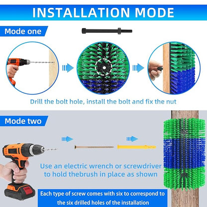 Extra Large Size Livestock Scratching Brush, Upgraded Horse/Goat/Cow/Cattle Scratcher Brush for Grooming, Itch Relief Horse Scratcher Brushes Kit with Two Sets of Mounting Screws(2-Pack,Green)