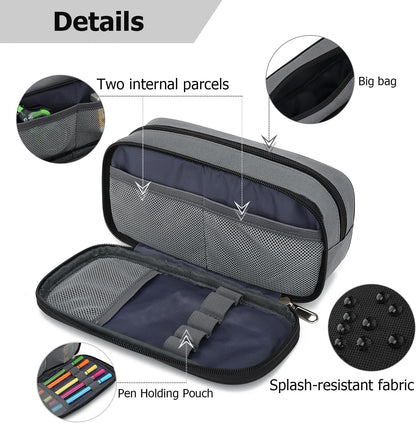 Large Capacity Pencil Case Multi-Slot Pencil Pouch Durable Pencil Box Portable Office Pen Bag with Zipper