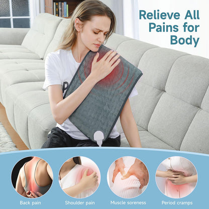 Heating Pad for Back, Large Heating Pads for Body Muscle Pain Cramps Relief, 6 Heat Settings Machine Washable Electric Heating Pad, Birthday Christmas Gifts for Women Mom