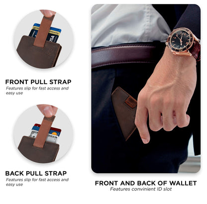 RFID Blocking Slim Money Clip Wallet – Leather Bifold Front Pocket Minimalist Mens Wallet with Money Clip for Men, Small Credit Card Holder Wallet - Travel Wallet with Gift Box