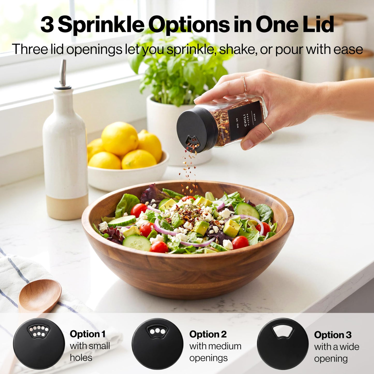 EDELHAUS Glass Spice Jars with Label and Black Rotating Lids (24 x 4oz) Spice Containers with 240 Labels, Shaker Inserts, Steel Funnel, Empty Square Containers