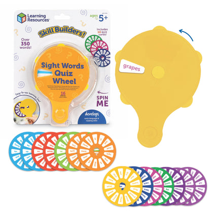 Learning Resources Skill Builders Sight Words Quiz Wheel, Reading Games, Sight Words Flash Cards Kindergarten, Learning Activities, Ages 5 and Up, 16 Pieces