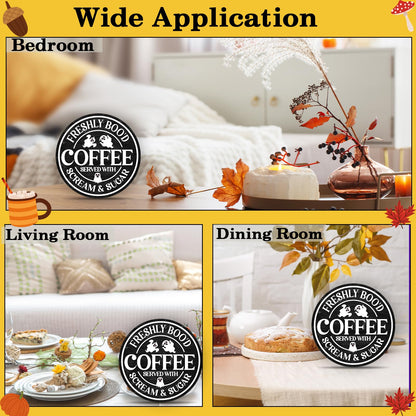 OXRUN Halloween Coffee Bar Decor, Spooky Party Gifts for Friends Family, Ghost Desk Decorations for Home Bedroom Living Room Table Shelf 8 Inches - B09
