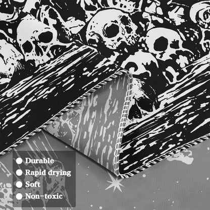 Gruaoihy Gothic Skeleton Tapestry, Horror Moon Skull Dark Death Bat Wall Art for Bedroom Grunge Room Decor, Black and White 44x60 inches