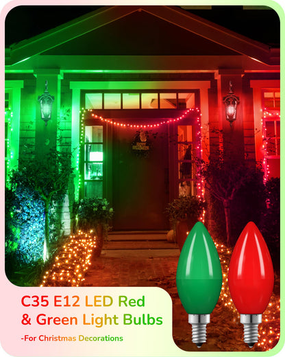 EDISHINE LED Candelabra Bulbs, Dimmable, 60 Watt Equivalent, Red & Green, Vintage Candle Light, Model HDCC35J, 6 Pack