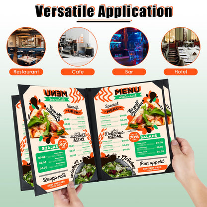 NATGAI 5 Packs Menu Covers 8.5" x 11", 6 View PU Leather Menu Cover Menu Holders, Waterproof 6 View Restaurant Menu Covers, Fit for Restaurant Bar Cafe Hotel Wine List