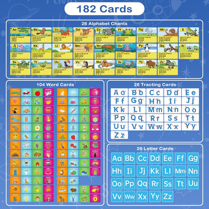 Torlam Alphabet Learning Pocket Chart Alphabet Wall Chart ABC Flash Cards Learning Games, Handwriting Practice Letter Tracing for Kids Homeschool Preschool Kindergarten Learning Activities Must Haves