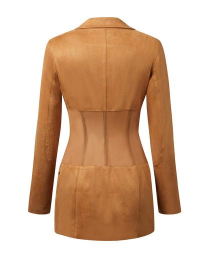 JW PEI Women's Faux Suede Corset Jacket Mini Dress - Camel