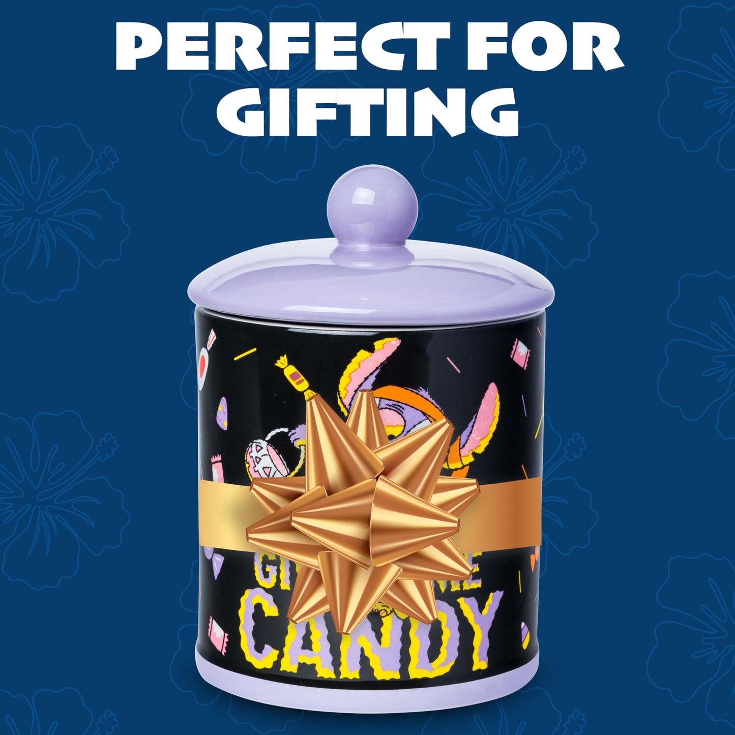 Silver Buffalo Disney Lilo and Stitch Halloween Mummy Give Me Candy Ceramic Cookie Snack Jar (Large)