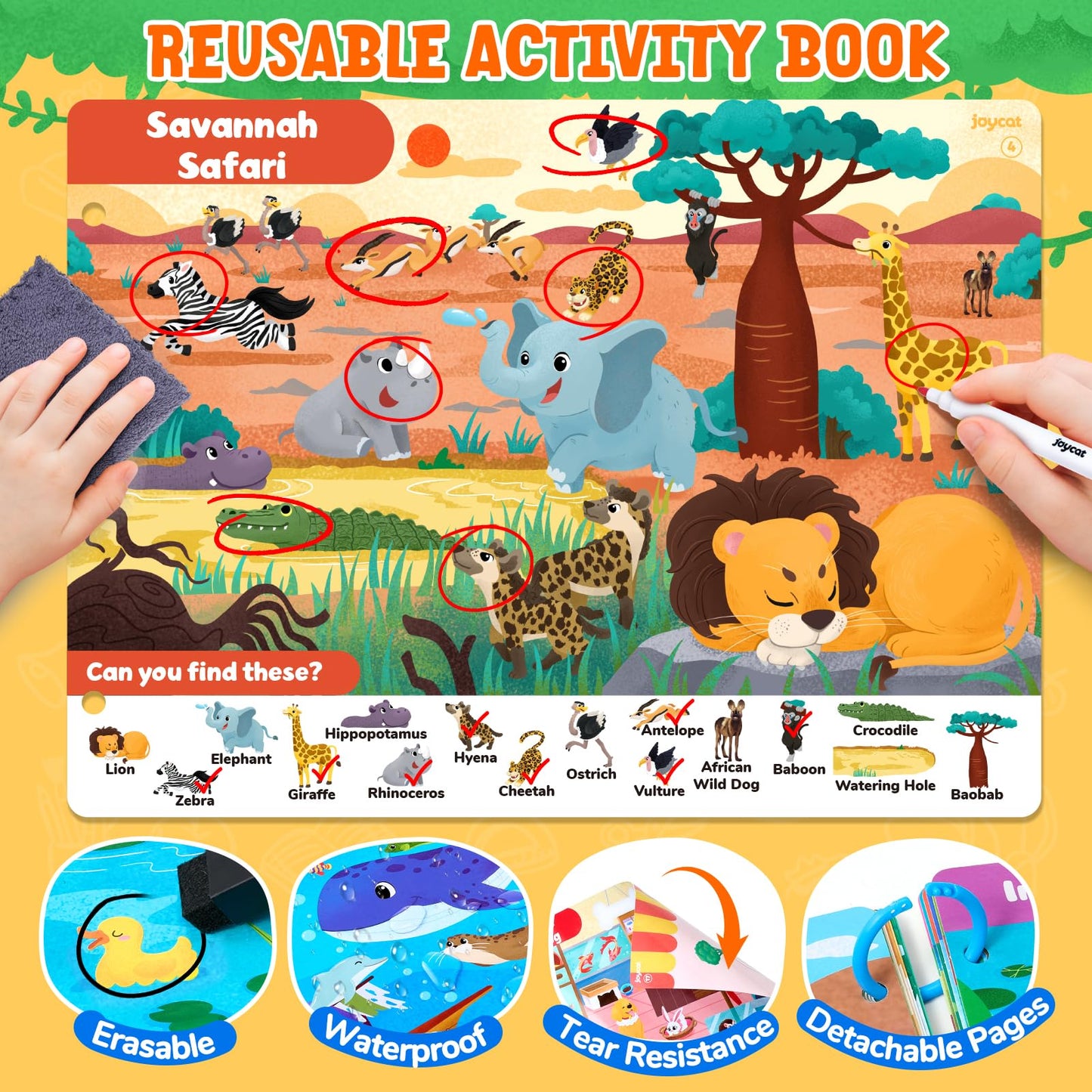 JoyCat Seek & Find Game Book - Animal Preschool Learning Activity for Toddlers & Kids, Travel Activities Toys for Road Trip Car Airplane, Christmas Toys, Educational Gifts for Boys Girls Ages 3-5