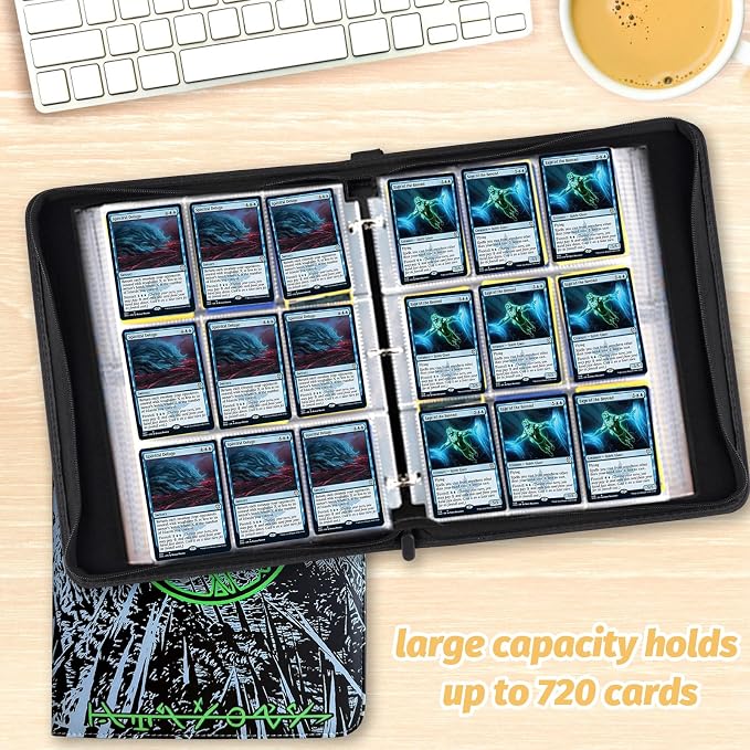 9 Pocket Card Binder, 720 Double Sided Pocket Trading Card Binder, Premium PU Card Collector Album,Card Folder for MTG/YGO/PTCG/Game Cards(Green)