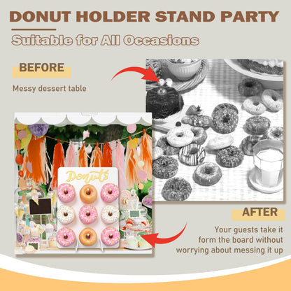 APOIMNA Wooden Donut Wall Display Stand, Holds 9 Donuts Decorative Donut Board, Rustic Donut Holder for Wedding, Party Event Dessert Table(1 Pack White)