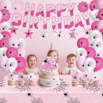 Pink Spider Party Decorations Kit for Girls