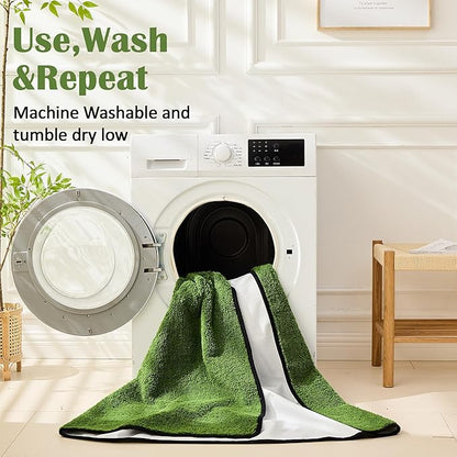 Qeils Reusable Dog Pee Pads, 2 Pack Super Absorbent & Leakproof Washable Puppy Pads with Soft Green Top Layer, for Potty Training, Crates, Couch, Car Seats & Pet Beds, 18"x24"