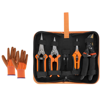 5 pack Garden Pruning Shears Stainless Steel Blades, Handheld Scissors Set with Gardening Gloves,Heavy Duty Garden Bypass Pruning Shears,Tree Trimmers Secateurs, Hand Pruner (Classic)