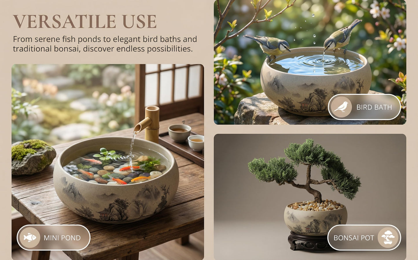 Water Lily Bowl Planter - Narcissus Bonsai Pot Ceramics Hydroponic Lotus Planter Ceramic Water Lily Pot with Stand No Drainage Plant for Plants Display Lucky Bamboo Home Garden Chinese Fish Bowl