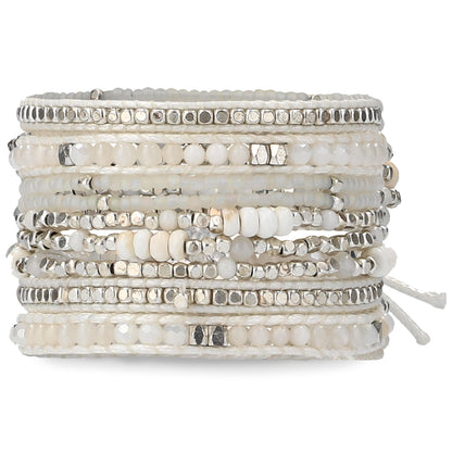 G2F DESIGN Bracelet for Women – Handmade Vegan Boho Natural Stone Layered Bracelet, Thailand Bohemian Stackable Beaded Wrap Bracelets (A13-Chantilly lace)