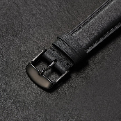 Afany Leather Watch Band 18mm for Men and Women, Quick Release Watch Strap, Black Replacement Watchband