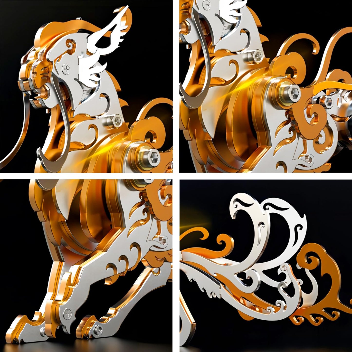 3D Metal Puzzles,3D Metal Puzzle for Adults,Mechanical Model Kit Orange Lu Wu,Steel 3D Puzzles Stainless Steel Ornaments for Adults Home Decor Art Craft Gifts Toys