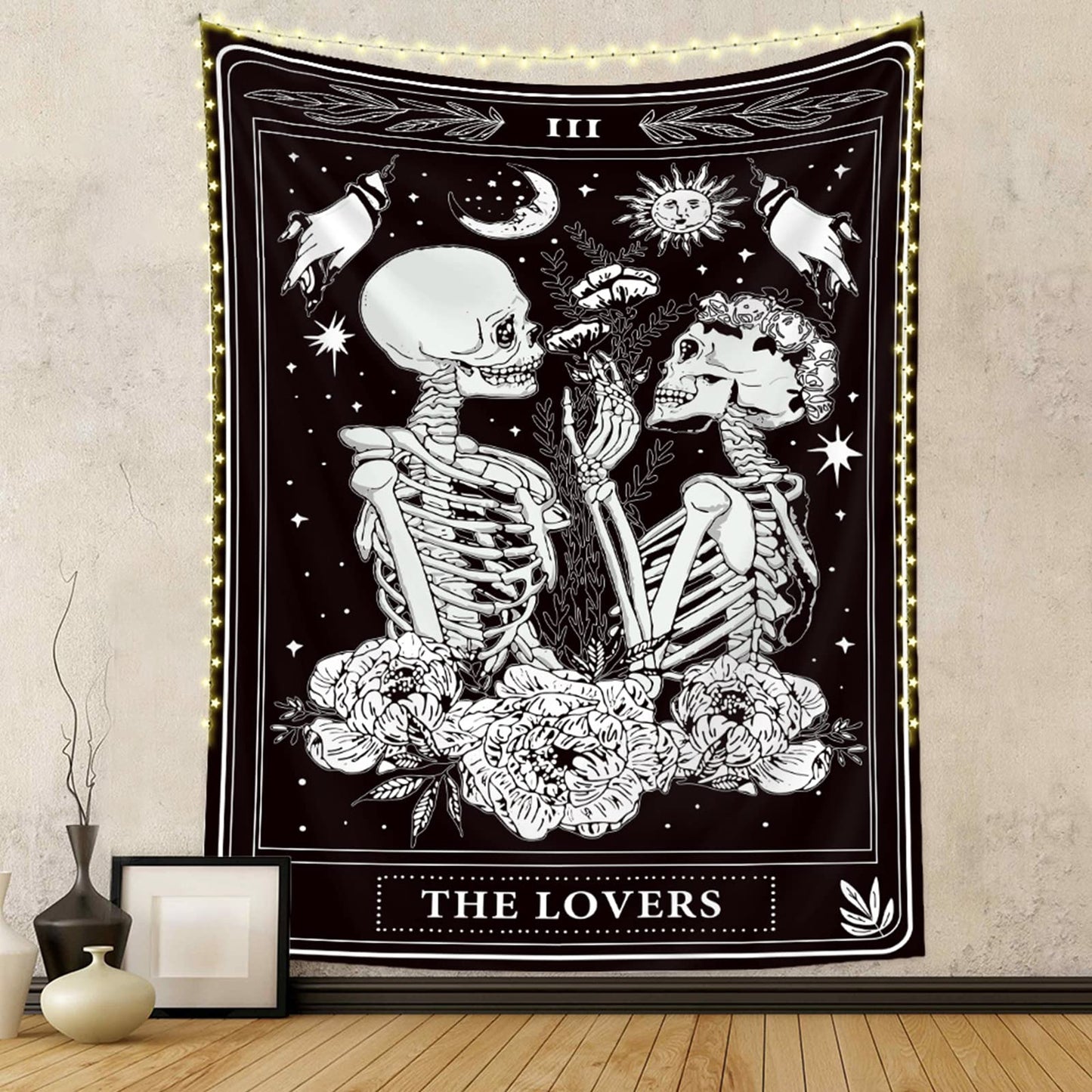Naykow Skull Tapestries Black and White Skeleton Gothic Grunge Dark Witchy Wall Hanging Decor Tapestry for Bedroom Aesthetic Alt Room (60x90 inches vertical)