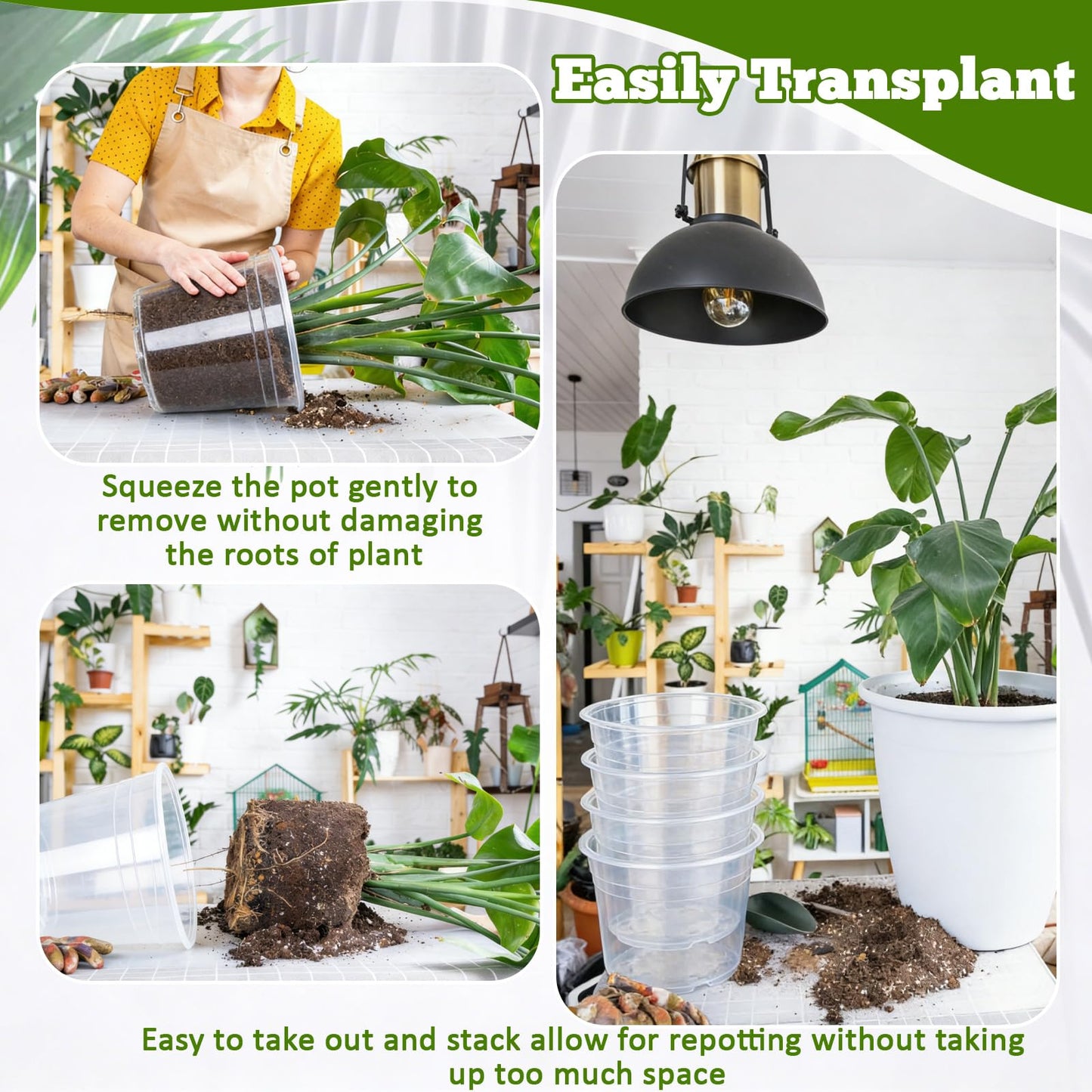 Ysglory 20 Pcs Clear Nursery Pots 4/6/7/10 Inch Plastic Plant Pots with Drainage Holes for Seed Starting Planters Transparent Reusable Seedlings Pot - 20 Plant Labels