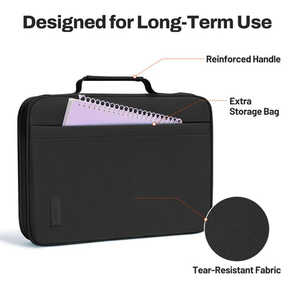 SUNEE Zipper Binder 1 Inch, Removable 3-Ring Binder, 175-Sheet Capacity, 5-Tab Dividers Expanding File Folder, Small Binder Bag Organizer Storage for Student School Classroom Supplies, Black
