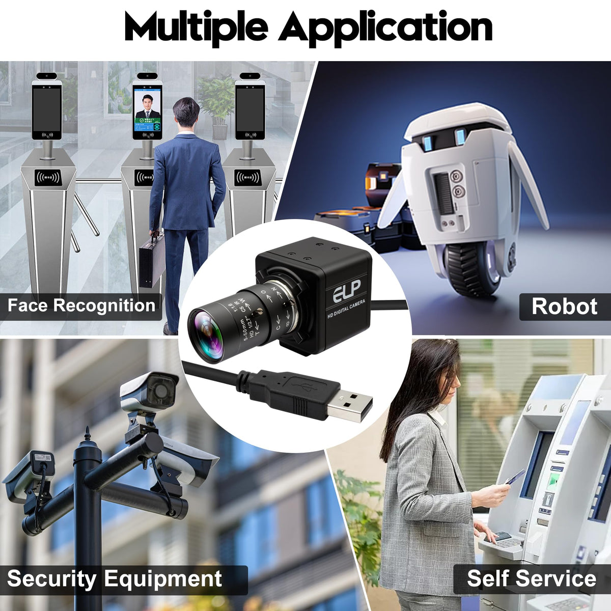 IFWATER USB Camera 16 Megapixes High Resolution 5K USB Webcam with CS Mount 5-50mm Manual Varifocus Lens Close UP OpenCV Camera Free Driver Plug and Play for Windows Linux Laptop Jetson Nano