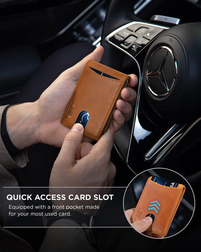 SERMAN BRANDS RFID Blocking Slim Bifold Genuine Leather Minimalist Front Pocket Wallets for Men with Money Clip Thin Mens (California Desert 1.0)